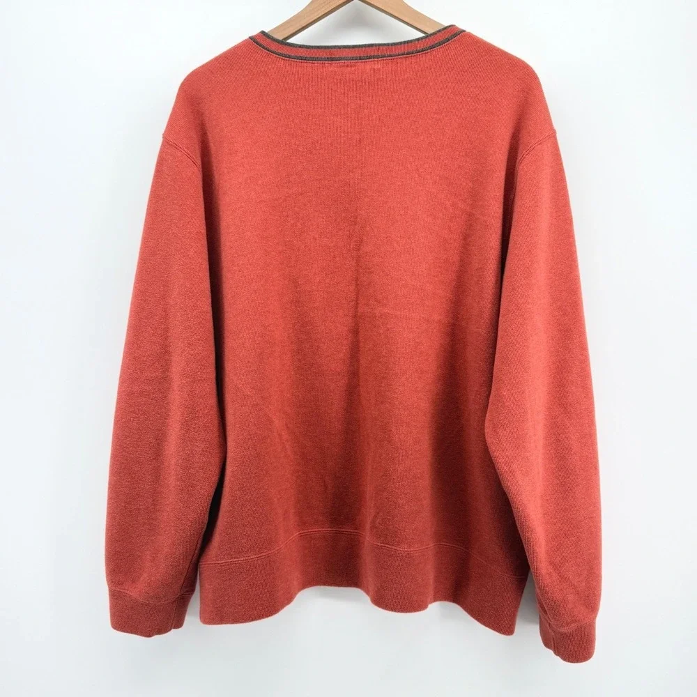 Vintage Polo Ralph Lauren Sweater Men XL Orange V-Neck Cotton Knit Pullover Pony